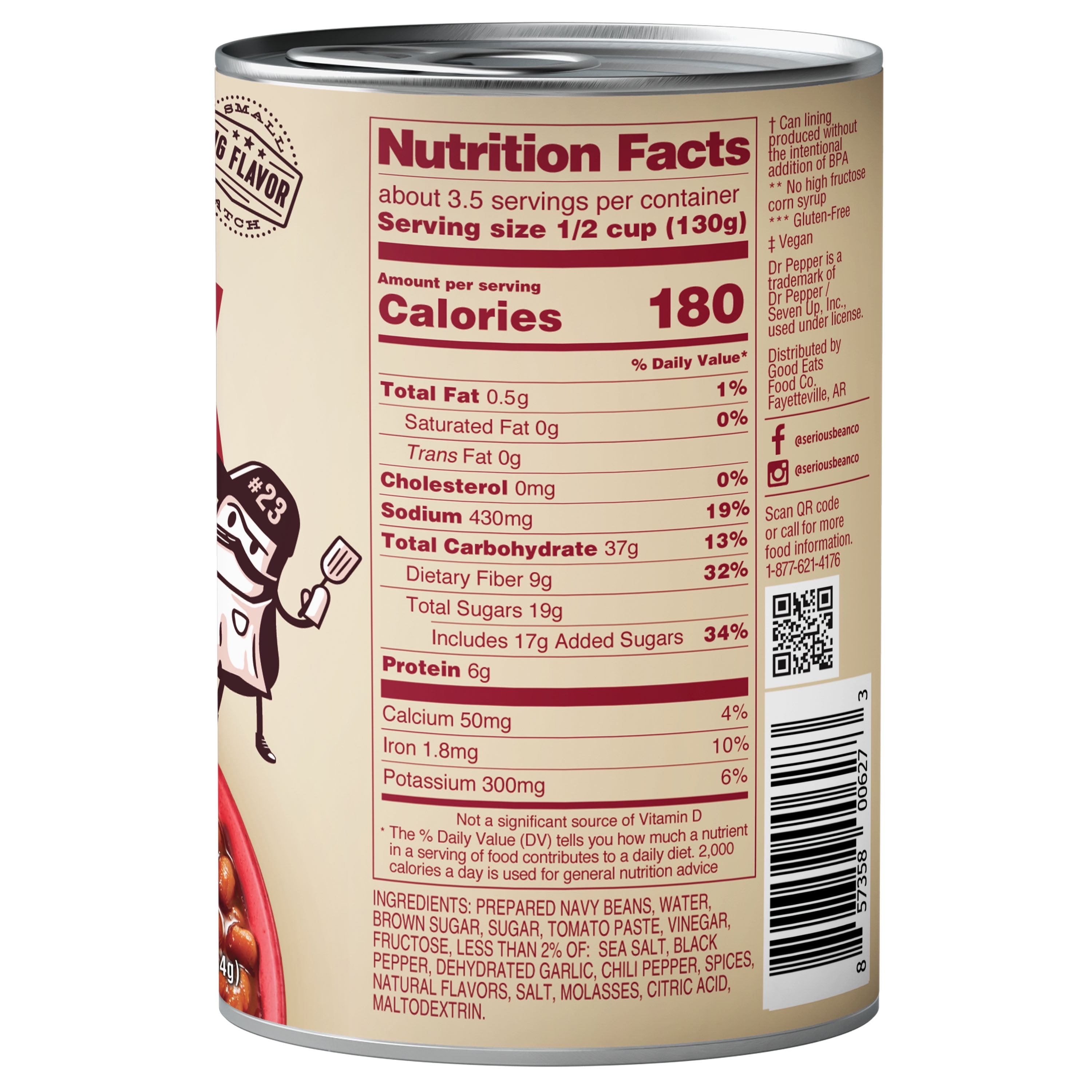 SERIOUS Bean Co Sweet and a Bit Sassy Dr Pepper Baked Beans, 16 Oz Can