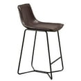 thumbnail image 4 of Alpine Furniture 1968-43 Live Edge Bonded Leather Pub Chairs, Dark Brown - Set of 2, 4 of 5