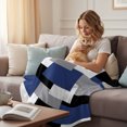 thumbnail image 4 of Navy Blue Grey Black Geometric Throw Blanket for Couch,Lightweight Flannel Fleece Blanket,Middle Century Art Abstract Aesthetics Microfiber Plush All Season Decorative Blankets for Sofa Bed 50"x60", 4 of 9