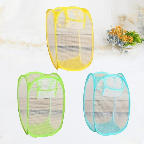 WHAMVOX 3 Pcs Collapsible Folding Laundry Basket Child 27*27*50cm