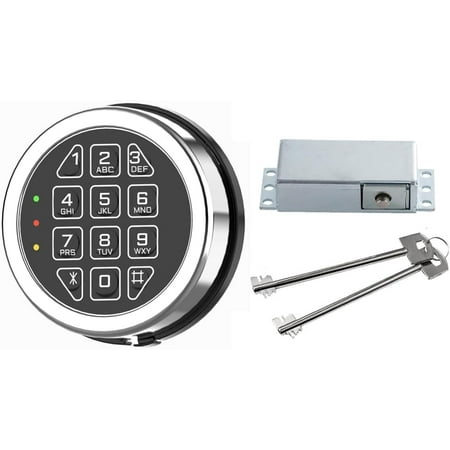Gun Safe Lock Replacement Solenoid Lock with 2 Override Keys Chrome Digital Keypad DIY Safe Electronic Reset Cable Circuit Board Lock