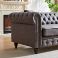 thumbnail image 5 of Mid Century Modern Sofa, 85.5" Fabric Chesterfield Couch with Button Tufting & Nailhead Trim, 3 Seater Deep Seat Sofa with Rolled Arms and Wooden Legs for Living Room, Grey, 5 of 7