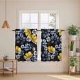 thumbnail image 3 of Blue Floral Kitchen Curtains, Vintage Yellow Garden Blossom Flower Light Filtering Window Curtain Panels, 2Pcs Rod Pocket Window Treatments Set for RV Dining Room Study Room 42x54 Inches, 3 of 9