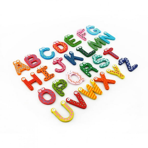 26Pcs Wooden Magnets Fridge Letters, ABC Alphabet Fridge Letter Child Educational Learning Games Toys for Toddlers Baby Kids