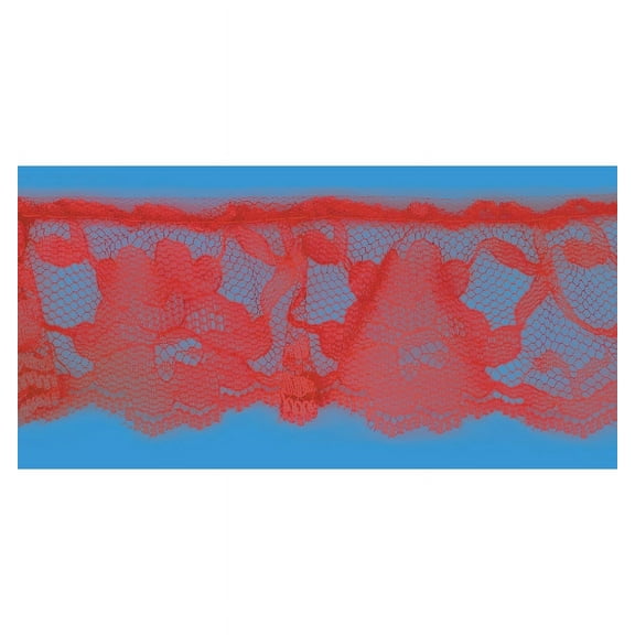 Red 1-3/4 Inch Ruffled Classic Lace