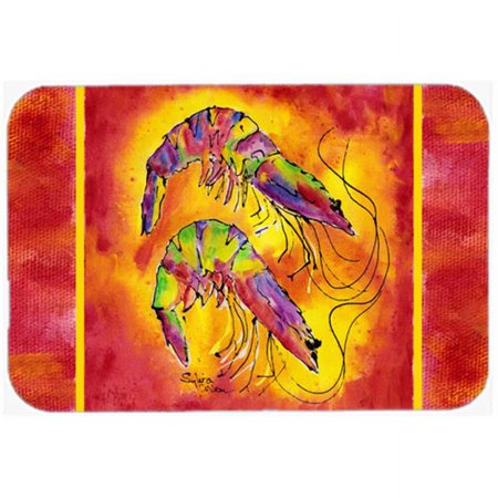 

Bright Shrimp on Red Glass Cutting Board Large Size