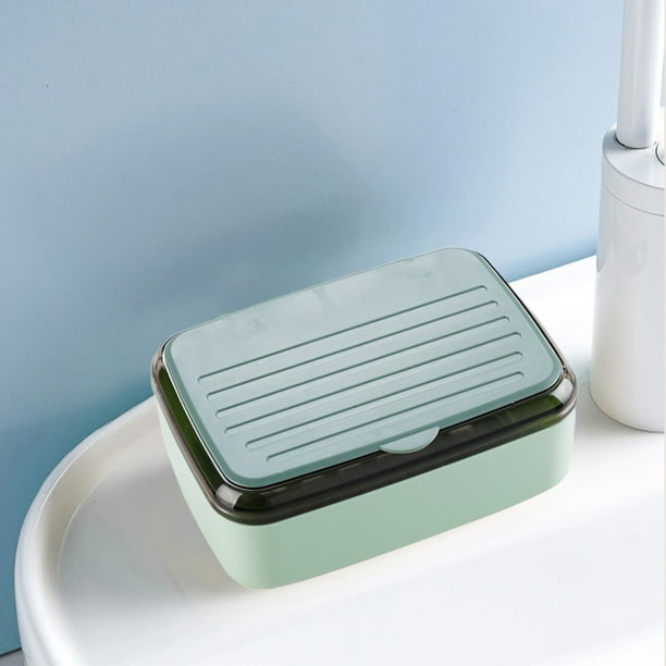 Xihbxyly Jabonera con Tapa Abatible, Bandeja de Drenaje Extraíble, Plástico Duradero, Organizador para Baño y Cocina, Imprescindible para Viajes, Tamaño 13,5 X 10,5 X 5,5 Cm