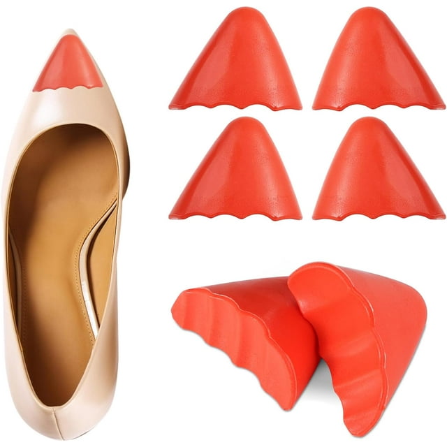 HUGFEGWE 6 Pcs Inserts de Chaussures, Remplisseurs de Coussinets d'Orteils Remplisseurs de Chaussures Réutilisables Demi-Semelles pour Femmes Hommes Chaussures Trop Grandes Chaussures Lâches (Orange, Pointu) U2537-26099