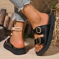thumbnail image 5 of Chunky Platform Sandals for Women Cork Sandals with Adjustable Straps Comfortable Platform Sandals for Women Retro Barefoot Slip on Shoes for Casual Vacation Outdoor Beach Wear (Black,41), 5 of 5