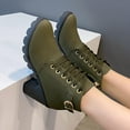 thumbnail image 5 of Tawop Ladies Boots Ankle Chunky High Heel Lace Up Side Zip Thick Sole Round Toe Boots, 5 of 8