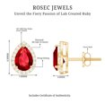 thumbnail image 4 of Rosec Jewels 5X7 MM Pear Cut Created Ruby Classic Stud Earring with Diamond Accent, 14K Yellow Gold, 4 of 7