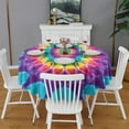 thumbnail image 2 of Rainbow Tie Dye Radial Pattern Round Tablecloth 60"x60",Wrinkle Wipeable Table Cloth for Kitchen Dining Room Picnic Patio Party, 2 of 6