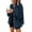 #003-Dark Blue, variant on Womens Waffle Knit Shacket Boyfriend Shirt Jacket Button Down Blouse Loose Fit Long Sleeve Tops