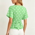 thumbnail image 6 of Zpzdpjkx Women's Polka Dots Boat Neck Short Sleeve Top, Back Tie Waist Ruched Slim Fit Casual Blouse, 6 of 7
