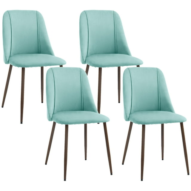 HOMCOM Ensemble de 4 Chaises de Salle à Manger, Chaise d'Appoint en Velours, Vert Pâle