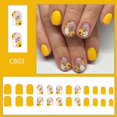 thumbnail image 5 of Pack of 24 Sunflower Design Short Square Press On Nail with Glossy Effect Summer Artificial False Nail Stick On Nail, 5 of 5