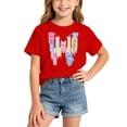 thumbnail image 2 of Gunia Little Girls T Shirts Cute Butterfly Graphic Short Sleeve Fashionable Casual Summer Stylish Everyday Tee Soft Blend Shirts For Kids Tops Red 6-8 Years, 2 of 5