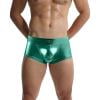 KHONTS Men's Shiny Liquid Metallic Underwear Bikini Swimsuit Boxer Brief Trunks Green S