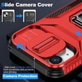 thumbnail image 4 of For iPhone 12 Mini Slim Fit Shockproof Hybrid with Slide Camera Cover & Rotated Ring Kickstand, [Military-Grade] Phone Case For iPhone 12 Mini 5.4",Red,For iPhone 12 Mini, 4 of 8
