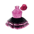 thumbnail image 4 of Miutii Kids Girls Modern Jazz Latin Tap Dance Clothes Shiny Sequins Halter Ballet Tutu Dress with Hat Set Rose 6, 4 of 5