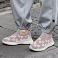thumbnail image 3 of Djtdsds Toddler Boys Girls Plaid Knit Sock Shoes Breathable Slip On Lightweight Casual Walking Sneakers Color:Pink,Size:9-10 Years, 3 of 9