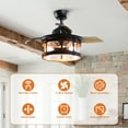 thumbnail image 5 of Ceiling Fan Lights 36 inch Vintage Ceiling Fan with Remote Control Chandelier Ceiling Fan with Retractable 3 Blades, Oil Rubbed Bronze, 5 of 14