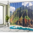 thumbnail image 5 of Ambesonne Hawaii Shower Curtain, Mountain Ocean Clouds, 69"Wx84"L, Green Brown, 5 of 5