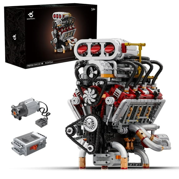 Maspingmu V8 Engine Building Kit for Adults, Build Your Own MOC V8 Engine Model Toy for Display, Compatible with Lego Sets for Adults, STEM Building