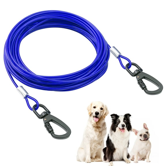 Dog Tie Out Cable 20FT for Dog Up to 250lbs - Blue