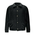 thumbnail image 5 of GuangCheng Mens Faux Shearling Bomber Jackets,Plush Fleece,Shirt Jacket,Casual,Button Up Outerwear,with Pockets,Black,S, 5 of 7