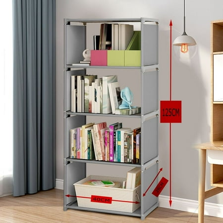 

Shelf Shelving Bookshelf Storage Organizer Standing Home Rack 4 Tier Grey