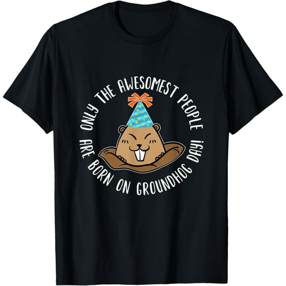 The Funny Groundhog Day Shirt Company Fun Groundhog Day Birthday Party Graphic Art Design T-Shirt Shirts