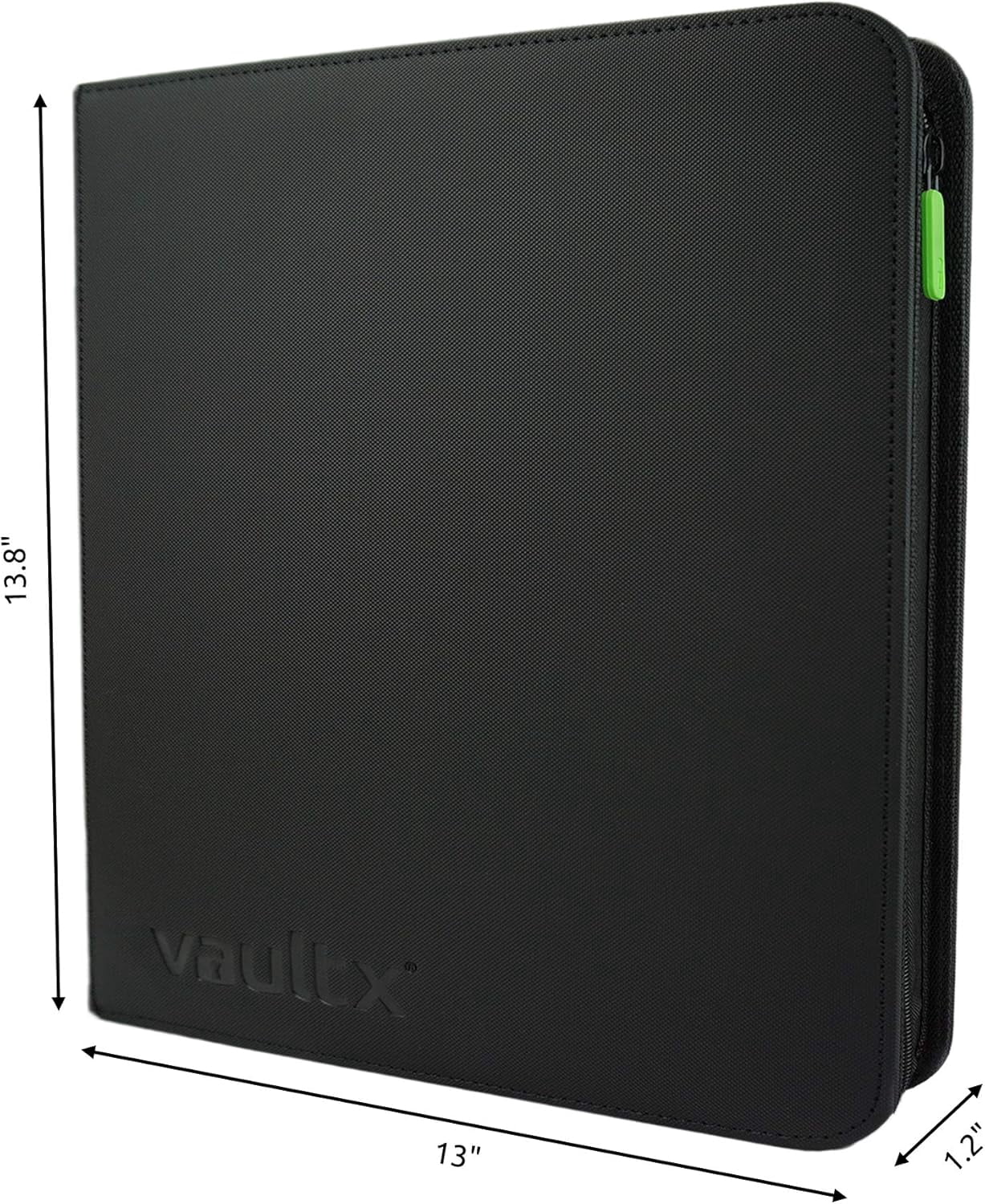 12 Pocket Trading Card Zip Binder, 480 Cards,  Exo-Tec Album Material, 20 Side-Loading Pages, Folder, Sports, TCG (Black)