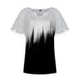 thumbnail image 4 of Mujeres Tops Casual verano encaje manga corta Split cuello túnica impresa camisetas camisetas Tops OAVQHLG3B Store lin121212, 4 of 4
