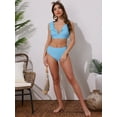 thumbnail image 5 of DARING DIVA Women's 2 Piece Ruffle Trim V Neck Leopard Bikini Set XS Sky Blue, 5 of 6