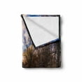 thumbnail image 2 of Landscape Soft Flannel Fleece Blanket, Snowy Winter Park Trees Heart Shape Lake River Sunset View Symmetrical Art, Cozy Plush for Indoor and Outdoor Use, 50" x 70", Brown and White, by Ambesonne, 2 of 6