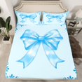 thumbnail image 2 of Castle Fairy Cartoon Bow 4pcs Bed Sheets,Blue Bowknot King Sheets,Chic Flower Super Cozy Sheet Set,Luxury Girls Bedroom Decor, 2 of 7