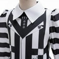 thumbnail image 3 of Women's Gothic Striped Dress - Black & White Dramatic Costume, 3 of 5