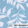 thumbnail image 3 of Round Fitted Tablecloth with Elastic Edge, 100% Waterproof Oil Proof Plastic Table Cover, Vinyl Flannel Backed Tablecloth Fits 36"-44" Round Tables for Dinner, Outdoor, Picnic, Blue Leaves, 3 of 6