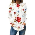 thumbnail image 2 of Craaazy Tshirts Shirts for Women Vintage Floral Printed Non Positioning Printed Long Sleeve Blouses Gifts, 2 of 5