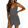 thumbnail image 5 of BUIGTTKLOP Short Jumpsuit for Women Spaghetti Strap Adjustable Waist Drawstring Cami Romper Summer Casual Overalls, 5 of 6