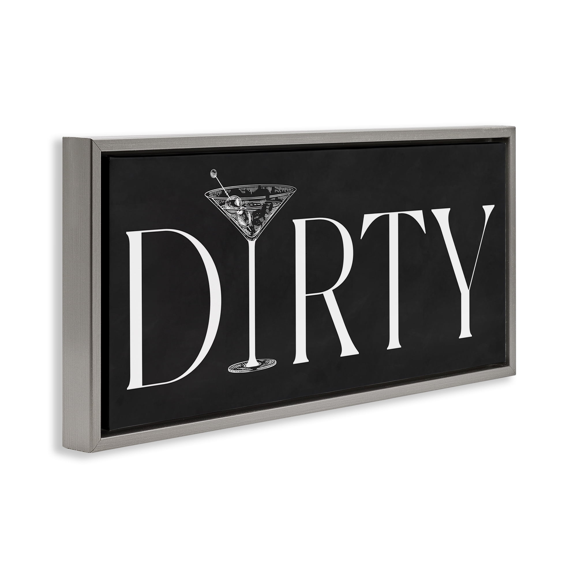 Stupell Industries Dirty Martini with Chalkboard Lettering Gray Framed Floater Canvas Wall Art, design by Lettered and Lined