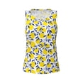 thumbnail image 4 of Xecao Tropical Lemon print women's scoop neck, loose-fit workout tank tops for the gym., 4 of 9