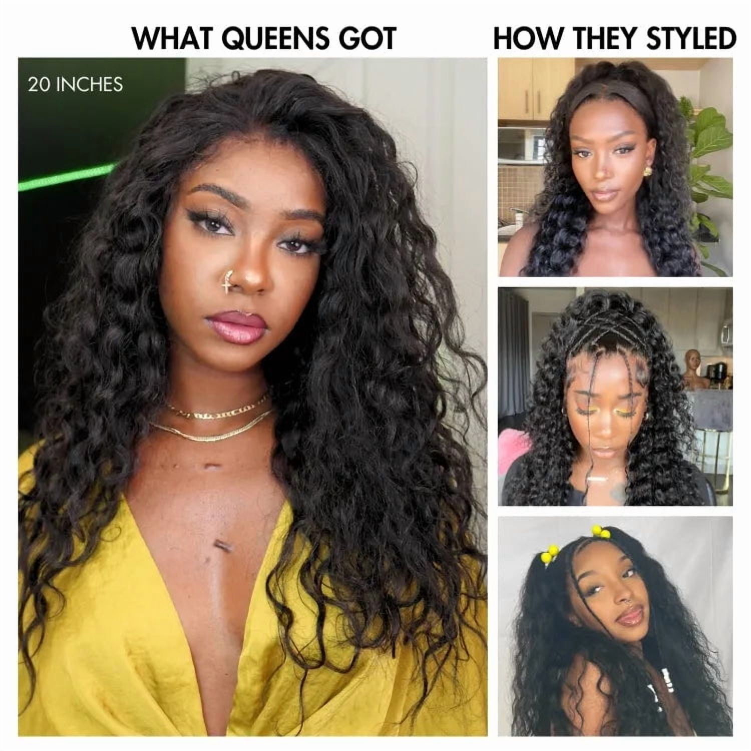 26in Water Wave 13x4 HD Lace Front Free Part Glueless Human Hair Wig Pre Cut Lace