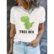 thumbnail image 2 of Women's Dinosaur Print Tee - Casual Crew Neck Short Sleeve T-Shirt, Stretchy & Breathable Polyester Blend, Perfect for Summer, 2 of 8