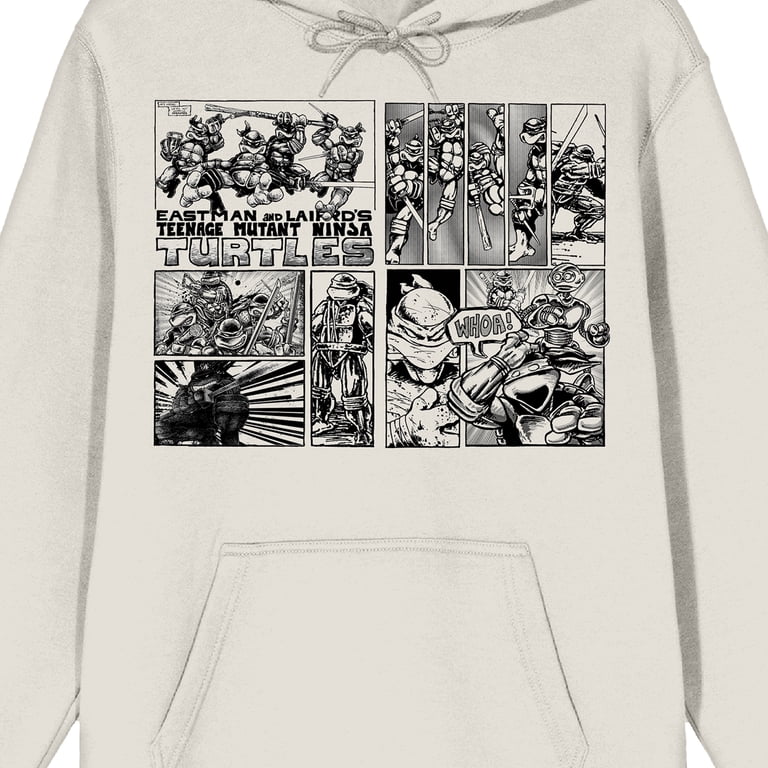 TMNT Comic Origins Comic Strip Art Long Sleeve Cream Adult Hooded 