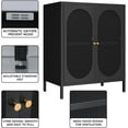 thumbnail image 4 of 2 Door Metal Mesh Storage Cabinet with 1 Adjustable Shelves-Steel Locker Cabinet for Living Room, Bedroom, Hallway, Office Room, Home, Hotel, Kitchen, Garage, 2-Tier (Mesh Door, Black), 4 of 10