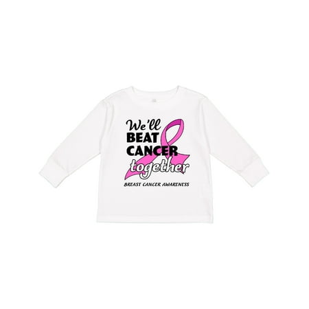 

Inktastic We ll Beat Cancer Together- Breast Cancer Awareness Gift Toddler Boy or Toddler Girl Long Sleeve T-Shirt