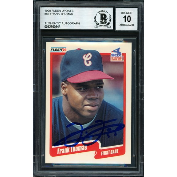 Frank Thomas Autographed 1990 Fleer Update Rookie Card #U-87 Chicago White Sox Auto Grade 10 Beckett BAS 185190
