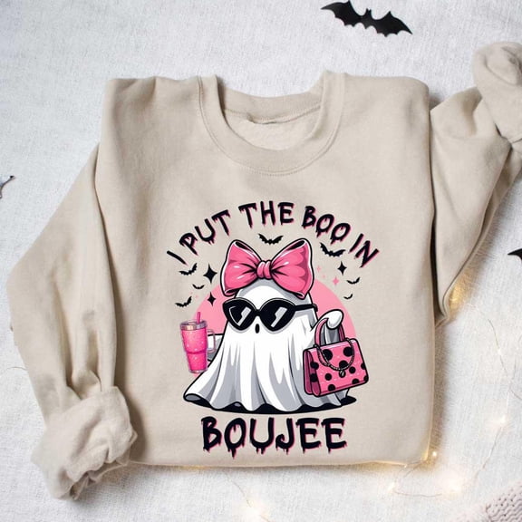 I Put The Boo In Boujee Shirt Girly Halloween Shirt Funny Ghost Shirt Spooky Ghost Shirt W